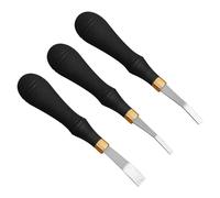 3pcs Leather Roughing Craft Tool, 4mm 5mm 10mm Stainless Steel Leather Edge Beveler Tool Detail Rougher with Plastic Handle for Leather Craft Rust Cleaning