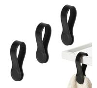 3pcs Leather Towel Clips, Strong Magnetic Towel Holders Kitchen and Bathroom Accessory Multi-Purpose Hanging Holder with Magnets for Rods Rack Oven Handle (Black)