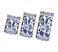 3Pcs LED Electronic Light Antique Flower Printed Pillar Wedding Table Centerpiece Lamp Antique Flower Printed Pillar Electronic Light Lamp