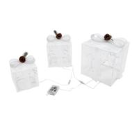 3Pcs LED Gift Box Decoration Set with 50 Warm White Lights, Remote Control & 8 Lighting Modes, Battery Powered Ornamental Boxes, Lightweight Stackable Design, Ideal for Holiday Wedding Party Ambience