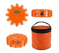 3Pcs LED Road Flares Flashlight Emergency Safety Warning Light Kit with 9 Glow Modes Emergency Disc Beacon Rechargeable Design Roadside Flashing Warning Lights for Vehicles and Boat