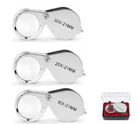 3PCS Lens Magnification Jeweller Loupe Loupe Magnifier Mini Folding Jewelers Eye Loupe Jewelry Magnifier for Gems Jewelry Rocks Stamps Coins Watches Hobbies Antiques Gems, Coins, Stamps