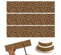 3pcs Leopard Icing Image Cake Borders, 10.50x2.50in/26.67x6.35cm Glutinous Rice Paper Material Leopard Print Cake Wrap for Animal Theme Birthday Party Supplies