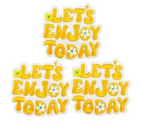 3Pcs Let's Enjoy Today Iron-on Patches, Daisy Quotes Enjoy Today Embroidered Iron On Patch for Girls' Clothing Jeans Bags Hats Backpacks