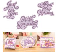 3PCS Letters Metal Cutting Dies for Card Making Just for You, with Sympathy, Best Wishes Letters Metal Die Cuts for DIY Scrapbooking Paper Crafting Embossing Template