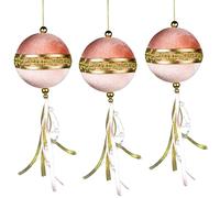 3Pcs Light Pink Ball Baubles Decorations 9cm - Christmas Tree Hanging Decorations Festive Decorative Ornaments Fairy Tale Themed Xmas Tree Pendant, Bauble