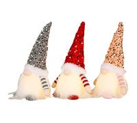 3pcs Light Up Christmas Gnomes with Sequins, 30cm Christmas Gnomes Plush Doll Ornaments with Light, Christmass Gonks Ornaments for Indoor Decoration Holiday Table Home Decor