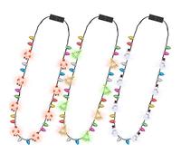 3PCS Light Up Christmas Necklace, 3 Glow Modes Multicolor Xmas Accessories, 3 Kinds of Party Favors, Santa Claus Snowman Tree Designs, Xmas Light Decorations for Ugly Sweater Festive Party Supplies