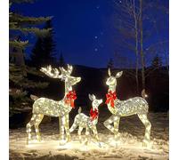 3pcs Light Up Christmas Reindeer Xmas Twinkling Deer Outdoor Garden Deocrations