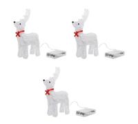 3pcs Light up Reindeer Figurine White Plastic Christmas Ornament Decor