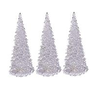 3Pcs Lighted Christmas Tree Colorful LED Acrylic Table Top Christmas Trees Holiday Decoration Set of 3 Light Up Glitter Tabletop Figurine