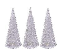 3Pcs Lighted Christmas Tree Colorful LED Acrylic Table Top Christmas Trees Holiday Decoration Set of 3 Light Up Glitter Tabletop Figurine for