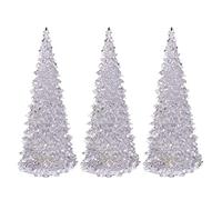 3Pcs Lighted Christmas Tree Colorful LED Acrylic Table Top Christmas Trees Holiday Decoration Set of 3 Light Up Glitter Tabletop Figurine..