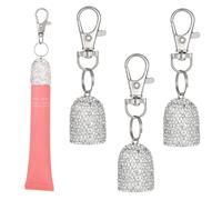 3pcs Lip Balm Keychain Holder Bling Lip Gloss Key Chain Cap Portable Lipgloss Case Compatible with Summer Fridays 0.5oz & LANGIGE 0.35oz(White)