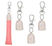 3pcs Lip Balm Keychain Holder Bling Lip Gloss Key Chain Cap Portable Lipgloss Case Compatible with Summer Fridays 0.5oz & LANGIGE 0.35oz(AB)