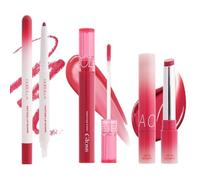 3PCS Lip Combo Set with Jam Tint Lipstick & Crystal Glam Gloss & Peptide Lip Shape, Moisturizing Glossy High Shine Pluming Lip Combo for Women, Smooth Tinted Lip Glow Oil Lip Contour Trio Set,#3