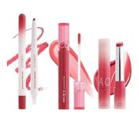 3PCS Lip Combo Set with Jam Tint Lipstick & Crystal Glam Gloss & Peptide Lip Shape, Moisturizing Glossy High Shine Pluming Lip Combo for Women, Smooth Tinted Lip Glow Oil Lip Contour Trio Set,#1