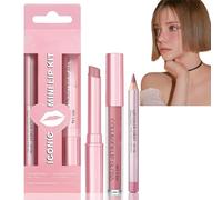 3Pcs Lip Liner &Lipstick Set,Matte Liquid Lipstick and Lip Liner Set,Li/p Balm &Li/p Li/ner L/ip Kit,Nude Pink Matte Lip/stick,Hydrating L-ip Stain & L/ip Balm,Long Lasting Waterproof Lip/stick(Pink)