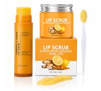 3PCS Lip Scrub & Lip Balm Set with Brush, Scrubber Exfoliator for Dark Lips