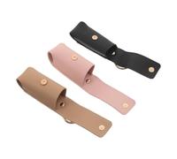 3pcs Lipstick Storage Pouch 10.5x3.5x3.5cm PU Magnetic Key Ring | Minimalist Chic Design, Metal Clip Convenience, for Commutes, Office Workers, Small Scent Bottles