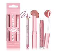 3PCS Lipsticks Kit - Lip Liner Pencil, Matte Lipstick & Collagen Lip Gloss - Moisturizing & Smooth Texture & Rich Color Payoff - Long Lasting Waterproof Lip Combo Set for Women (Nude Pink)