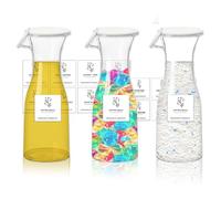 3Pcs Liquid Laundry Detergent Dispenser, 20oz Washing Powder Storage V-shaped Nozzle for Use, Reusable Laundry Detergent Storage with 16 Waterproof Label for Laundry Room Organization