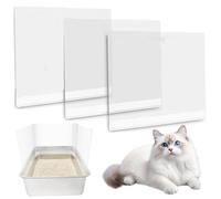 3Pcs Litter Box Splash Guard, Transparent PET Thicken Cat Litter Box Shield, Easy Clean Splash Guard for Open Top Pee Pan, Only Cover