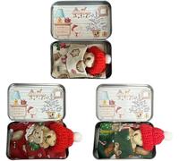 3PCS Little Pocket Bear Hug in a Tin Box, Christmas Worry Bear Hug in a Box Mini Plush Bears Set with Inspirational Card,Handmade Stuffed Animals,Encourage Christmas Birthday Gifts for Everyone