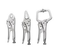 3Pcs Locking Pliers Set4 Curved Jaw 5" Long Nose & 5" CClampDurable Welding Clamps for Metalwork DIY Projects and Home RepairsVersatile Hand Tools