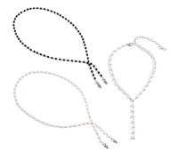 3PCS Long Faux Pearl Necklaces, Y-Shaped Beaded Jewelry for Women | 3 Distinct Styles, 49.61-Inch Length, 0.24-Inch Faux Pearls, Y-Shaped Drops, Lightweight Alloy Chain