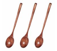 3PCS Long Handle Wooden Spoons, 9.25'' Wooden Mixing Spoon, Stirring Mixing/Wood Table Soup Spoon for Cooking,Small Wood Cooking Spoons for Baking,