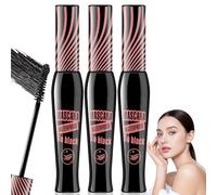 3PCS Long Lasting 4D Silk Fiber Lengthening,Lash Princess Mascara Black Waterproof,Telescopic Sky High Mascara,False Lash Effect & Volume,Primer Waterproof Black Mascara for False Lash Effect(Pink)