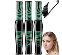 3PCS Long Lasting 4D Silk Fiber Lengthening,Lash Princess Mascara Black Waterproof,Telescopic Sky High Mascara,False Lash Effect & Volume,Primer Waterproof Black Masc/ara for False Lash Effect(Green)