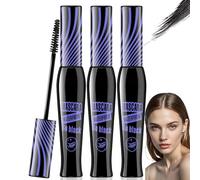 3PCS Long Lasting 4D Silk Fiber Lengthening,Lash Princess Mascara Black Waterproof,Telescopic Sky High Mascara,False Lash Effect & Volume,Primer Waterproof Black Mascara for False Lash Effect(Purple)