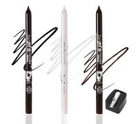 3PCS Long-Lasting Waterproof Smudge-Proof Gel Eyeliner Pencil - Smooth Creamy High Pigmentation Glide for Precise Waterline Makeup, Ideal for Mature Women and Glitter Kohl Eyes (Black & White & Brown)