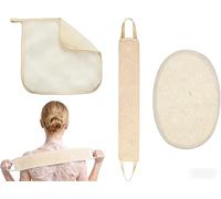 3Pcs Loofah Back Scrubber Exfoliating Towel Back Scrubber Shower Set,Double Side Scrubbing Strap Body Bath Sponge,80cm Natural Exfoliating Strap for Shower & Body Cleansing, Household Cleaning Pad