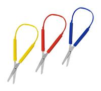 3PCS Loop Scissors Kids Scissors, Adaptive Toddler Scissors Handle Self-Opening Scissors,Craft Easy-Open Squeeze Handle for Paper Cutting,Sewing Work,DIY Craft(Blue/Red/Yellow)