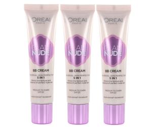 3pcs L'Oreal Paris Glam Nude BB Cream 5 in 1 | Medium To Dark | SPF 20 |