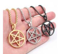 3pcs Lot Pagan Inverted Star Pentagram Pendant Stainless Steel Necklace