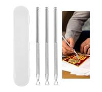 3pcs Lottery Ticket Scratcher Tool, Stainless Steel Lotto Scratch Off Tool with Storage Box Metal Label Scratching Assist Flawless Reveals Easy to Hold