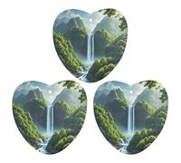 3Pcs Love form Forest Waterfalls Printed Hanging Fragrance Scented Cards Air Fresheners Aromatherapy Tablets for Car Bedroom Wardrobe Shoe Cabinet Travel