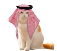 3Pcs Lovely Pet Arab Costume Set Funny Traditional Middle Eastern Pet Head Wrap for Small Cats Dogs Halloween Cosplay Festival Outfit Dubai Saudi Desert Costume Accessories