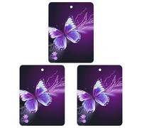 3PCS Lovely Purple Butterfly Car Air Freshener Hanging Scented Cards Cute Gray Car Fresheners Long Lasting New Cars Scents for Women Men Natural Air Freshener with Lanyard Automotive Freshies