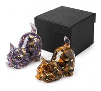 3pcs Lucky Cat, Amethyst Crystal, Tiger Eye Cat Ornaments With Gift Box, Spiritual Meditation Decor For Home And Office, Positive Energy Crystal Collection For Cat Lovers And Yoga Practitioners