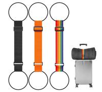 3Pcs Luggage Straps for Suitcases, Elastic Adjustable Suitcase Belt, Durable Nylon Luggage Strap, Carry On Travel Essential Accessories (Black,Colorful, Orange)