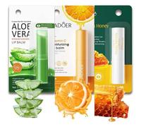 3Pcs Luxury Lip Balm Set - Aloe Vera, Honey,Day & Night Moisturizing. Long-lasting Hydration for Dry Lips, Nourishing Lip Mask. For Women & Men