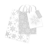 3Pcs Luxury Xmas Silver And White Gift Bags With Handles Party Gift Bag