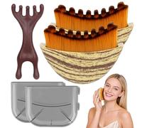 3pcs Lymphatic Contour Face Brush, Dry Brushing Face Brush with Sandalwood Deer Antlers Comb, Lymphatic Drainage Massager for Face, Chin & Jawline Sculpting, Portable Facial Tool, Reduce Puffiness