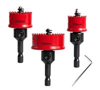 3PCS M42 HSS Bi-Metal Hole Saw Set, 20mm 25mm 35mm Hex Shank Impact Hole Cutter Set for Drilling Thin Metal,Stainless Steel,Mild Steel, Aluminium, Wood and Copper