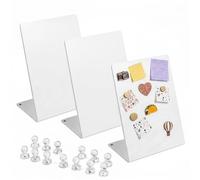 3PCS Magnetic Board with Stand, 5.9 x 7.8 Inch Free Standing Magnet Board Metal Magnetic Bulletin Board Magnet Menu Easel Boards Display Stand for Home School Kitchen Office (White)